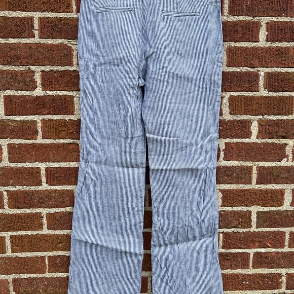 Banana Republic Navy White Striped Martin Fit Pants 100% Linen size 4 Nautical - Picture 4 of 7